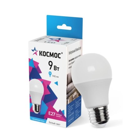 LED space lamp, E27, 9 watts, 4500 K, white glow