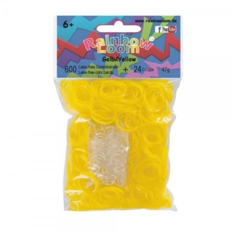 Rubber bands for weaving bracelets Rainbow Loom, yellow color