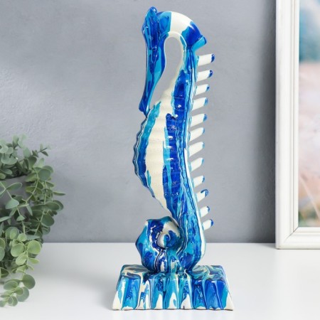Souvenir Polystone "Sea Horse" stains of paint, blue 10x15.5x37.2 cm-3