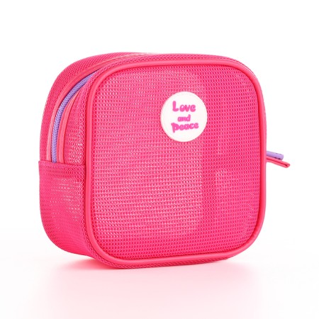 Cosmetic bag Dor mesh, 14*6.5*14, lightning department, raspberry