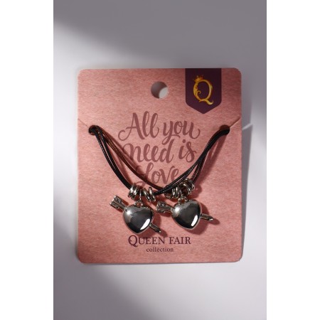 Kulons on the lace "Uzolnoi" heart with an arrow, black-brown color, 45 cm-4