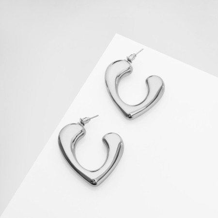 Earrings Plastic "Heart" Being, Silver Color