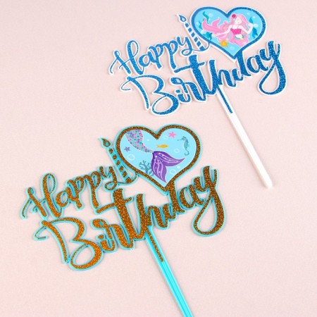 A set of toppers “Happy birthday. Little Mermaid ”, 2 pcs.-1