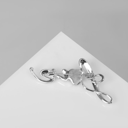 Love brooch, black and white color in silver-2