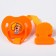 Silicone orthodontic dummy with a holder and cap, from 0 months, color orange