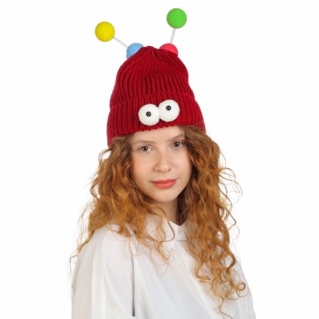 Carnival hat "Eye-player" with horns pr 56-58, burgundy color-1