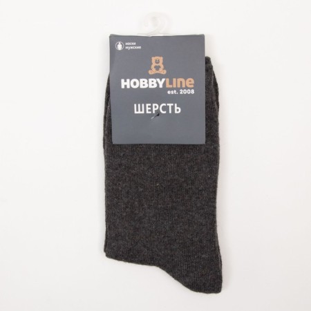 Male wool socks, dark gray color, size 43-46-3