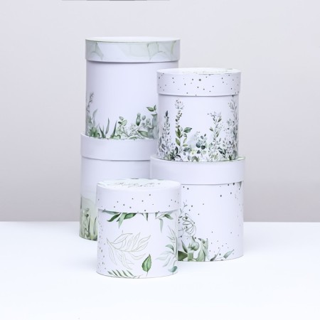 Set of round boxes 5 in 1 "Simple tenderness", 19.5 x 19.5 - 14 x 14 cm-1