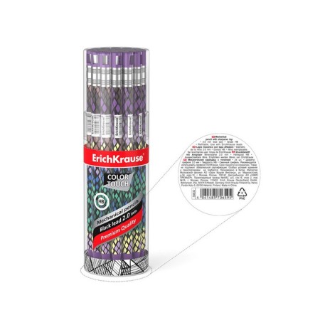 Mechanical pencil Erichkrause "Colortouch Purple Python", Grifel D = 2.0 mm, with a grief, "Soft-Touch" case with a design, in a tube-2
