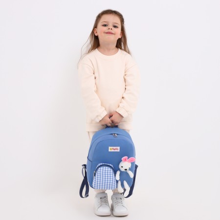 Baby backpack on lightning, 3 outer pockets, blue color-2