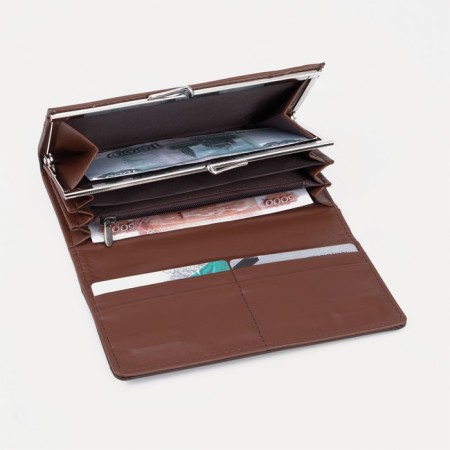 Women's wallet on magnets, brown color-3
