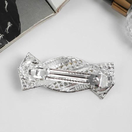 Halfish hair clip "linetta" tape, 8.5 cm, silver-1