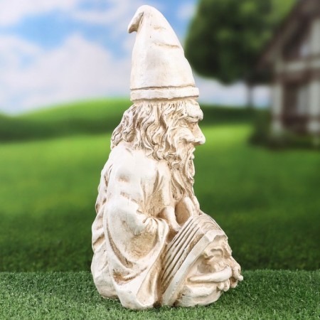 Garden figure "Smart Dwarf" Gray Stone, 18x15x29cm-3