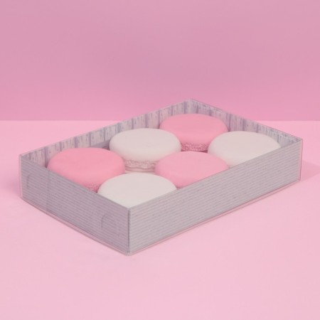 Confectionery packaging, Makarun box with PVC lid, just for you, 17 x 12 x 3.5 cm