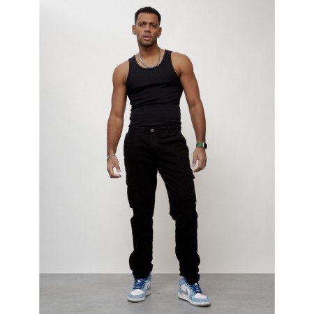 Cargo jeans, size 44-46, black color