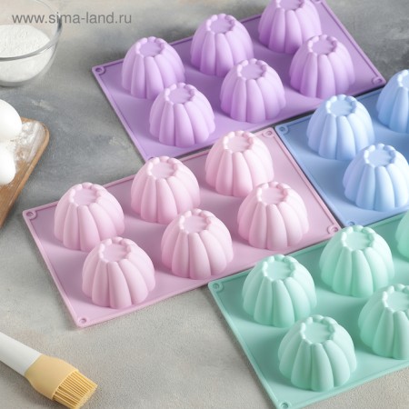 The form for baking the share "Sweets. Mousse ", silicone, 29.5 × 17.5 cm, 6 cells, color mix-5