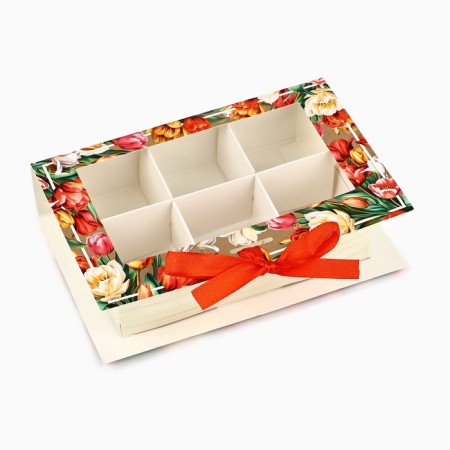Box for 6 sweets with the cells "the most beautiful" 14.5 x 9.5 x 3.5 cm