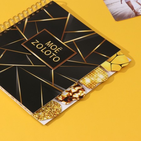 Photo album on spirals 20 sheets "My zoloto" volumetric element + 4 tabs 24x24 cm-1