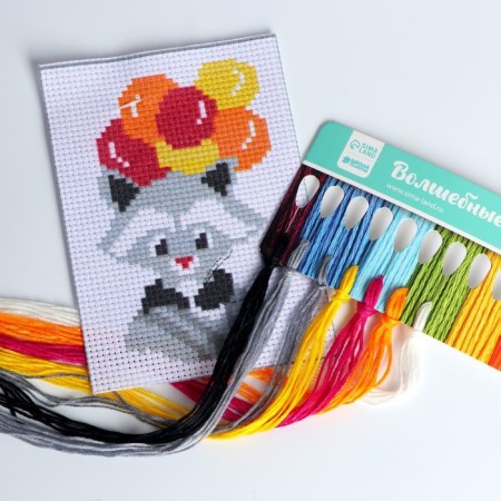 A cross for children "Raccoon", a set for creativity, 14 x 10 cm-2