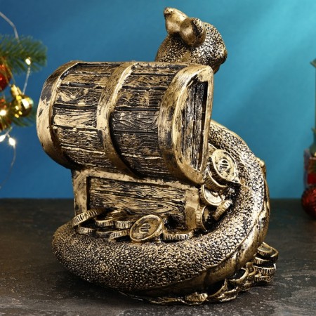 The piggy bank "Snake with a chest" Black gold, 25x26x23cm-2