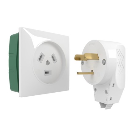 Set: W1189201 Roset with a fork for an electric stove 32A 250V, box in the wall, white
