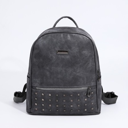 Women's backpack made of artificial leather with lightning, 1 pocket, gray color-2