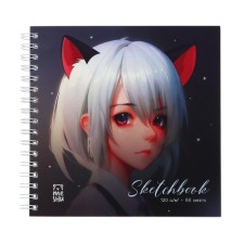 Meshu sketchbook 150 x 150 mm, 60 sheets, on the NEKO crest, selective varnish, Soft-Touch coating, block 120 g/m2