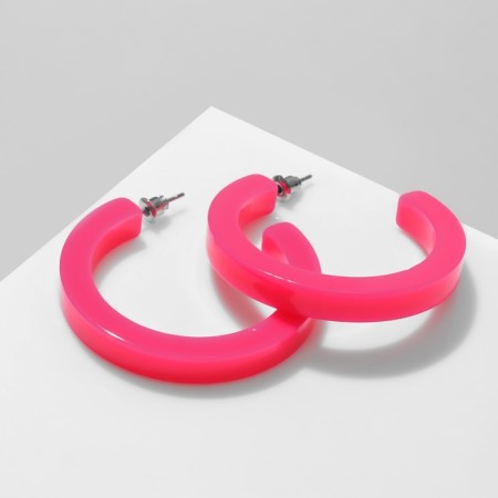 Acryl Earrings "Ring", pink color, d = 4.5 cm-1