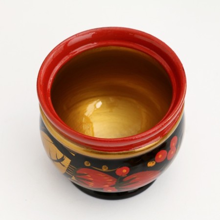 Solonka "Berry", with a lid, large, 10 × 8 cm, Khokhloma-2