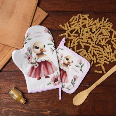 Set of kitchen shade "Duck": mittens 20x28 cm, severity 17x17 cm, 35% cotton, 65% p/e
