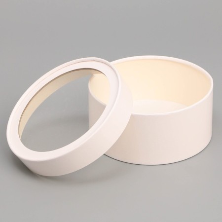 Makarun box, confectionery packaging tube with the White window, 16 x 16 x 7 cm-1