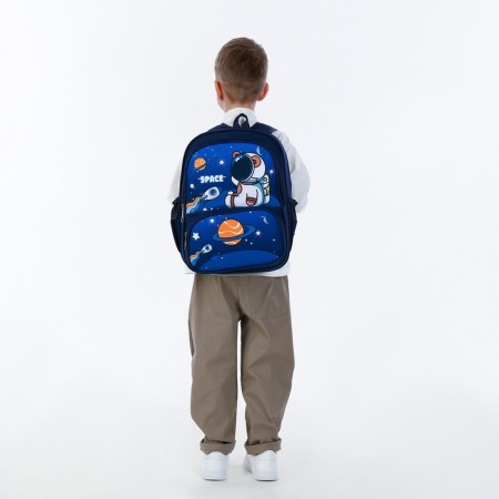 Children's backpack on the zipper "chosen", the color is blue-8