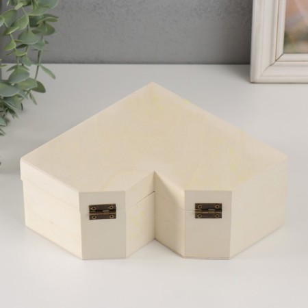 Casket wood for painting "Heart with faces" lid on magnets 24x18x8 cm-2