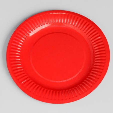 Disposable plate "red" laminated, cardboard, 18 cm-1