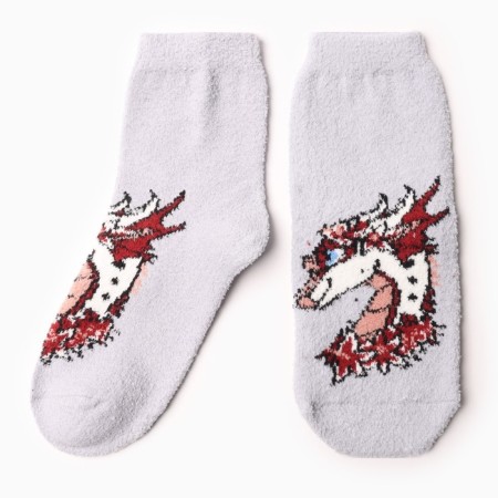 Women's socks "Dragon Like in flowers", gray color, size 36-40
