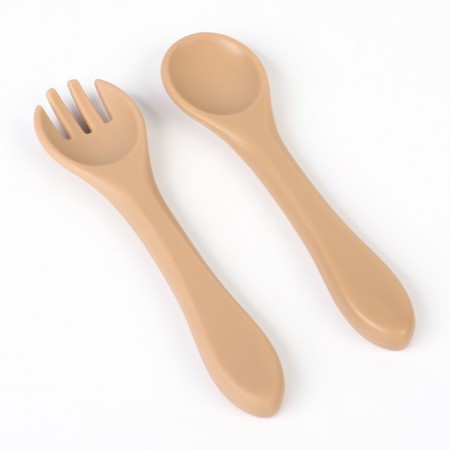 Baby plate on a suction cup and cutlery, m & b, beige-9
