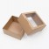 Self -charged box, with a window, craft, brown, 23 x 23 x 12 cm