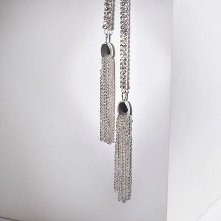 Set 2 objects: earrings, pendant "Elegance" brushes, white color in silver, 50 cm-2