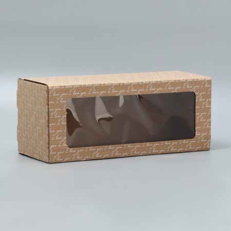 Gift Folding Box with PVC, packaging, love you, 16 x 35 x 12 cm-2