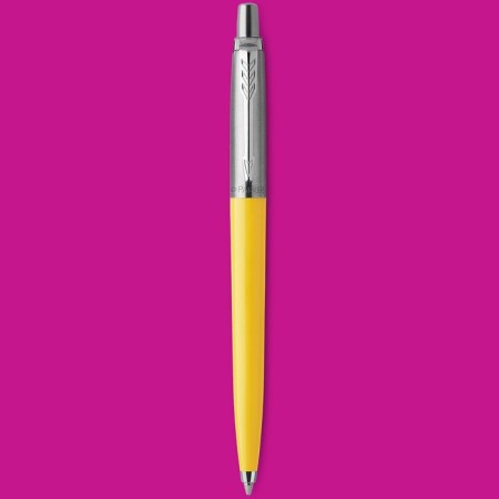 Ballpoint pen Parker Jotter Color M, plastic, yellow, blue ink, blister-5
