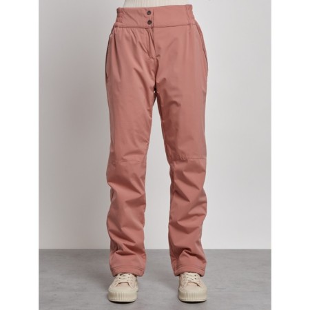 Warmed female trousers, size 42, light brown color-4