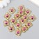 Decor for creativity plastic "Pink spike in golden monograms" set of 16 pcs 2x2 cm