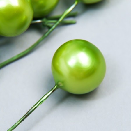 Stamens for flowers "Ball pearl green" d = 1.2 cm 6x1.2x1.2 cm-1