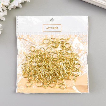 Screw-eye screw for fastening paintings, gold photographs (set 100 pcs) 1.8x0.9 cm-2