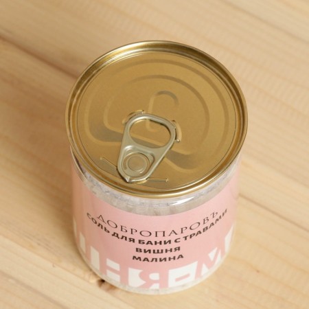 Salt for a bath with herbs "Cherry - Raspberry" in a transparent bank 400 g-3