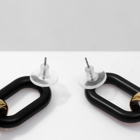 Earrings hanging “chain” ovala, 3 links, golden-black color, 7 cm-1