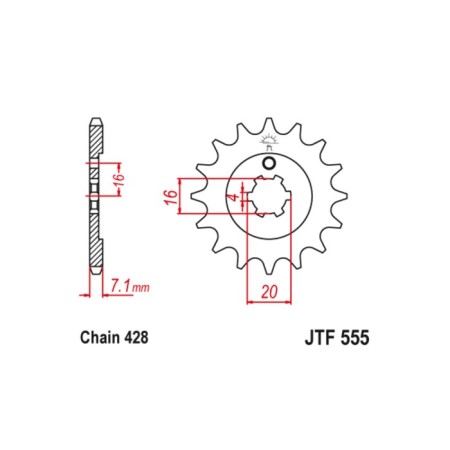 Leading star JT SPROCKETS JTF555-13, circuit 428, 13 teeth