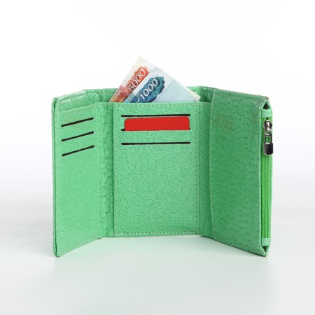 Women's wallet on magnet, green color-5