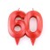 Candle in the cake jubilee "line", number 60, red metallic, 8cm