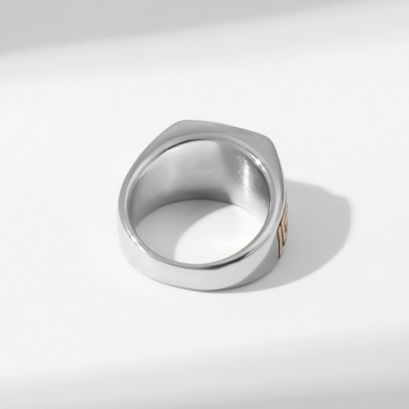 Male “ring” ring labyrinth, golden-black color in silver, 23 size-1